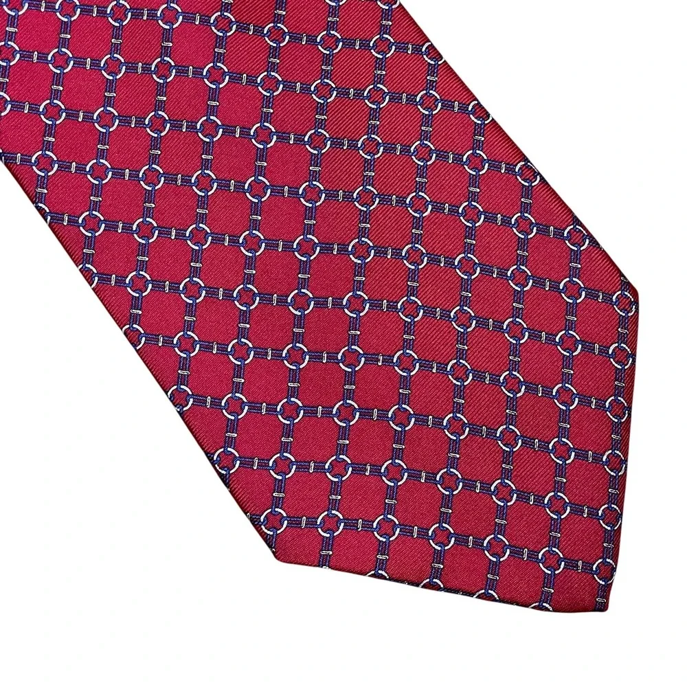 Brooks Brothers 346‎ Men's Necktie Red Blue Geometric Silk Tie